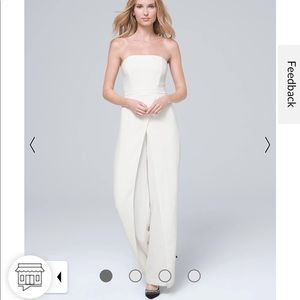 White House Black Market size 6 white Convertible Strapless Split-leg Jumpsuit